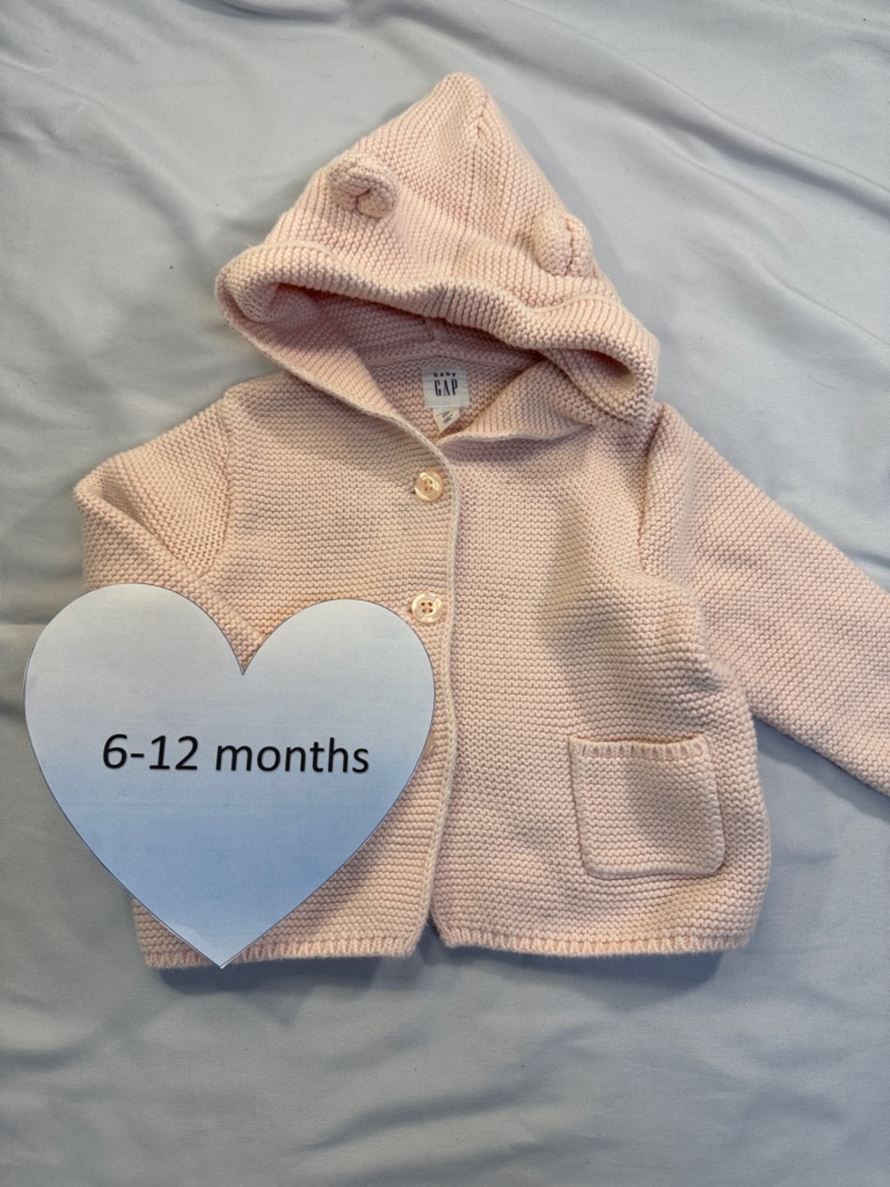 GAP - Brannan Pink Bear cardigan sweater. 6-12 months